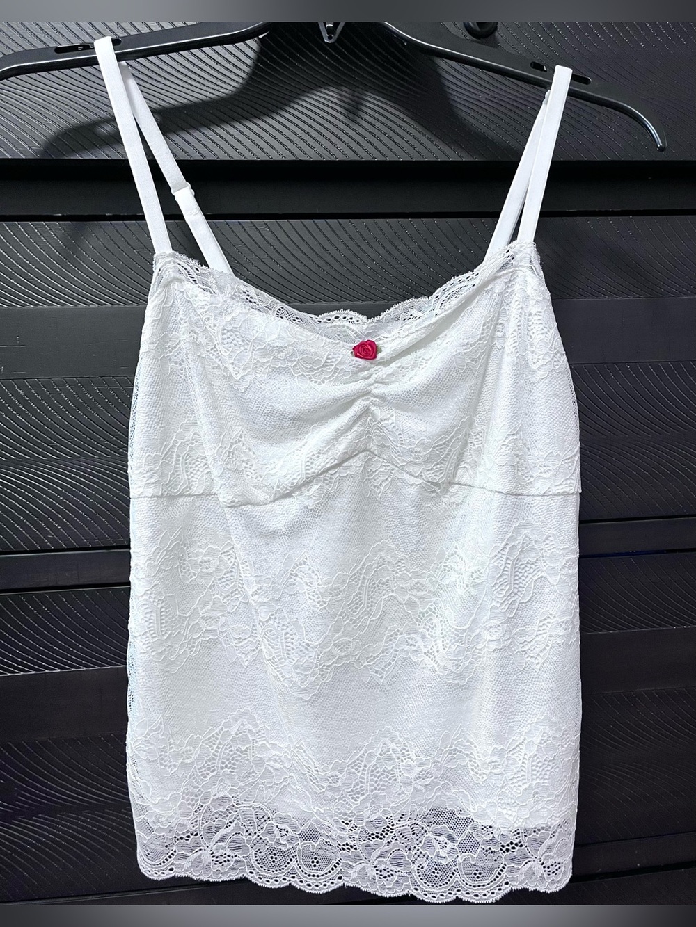 BRAND NEW White Lace Camisole with Rose Accent